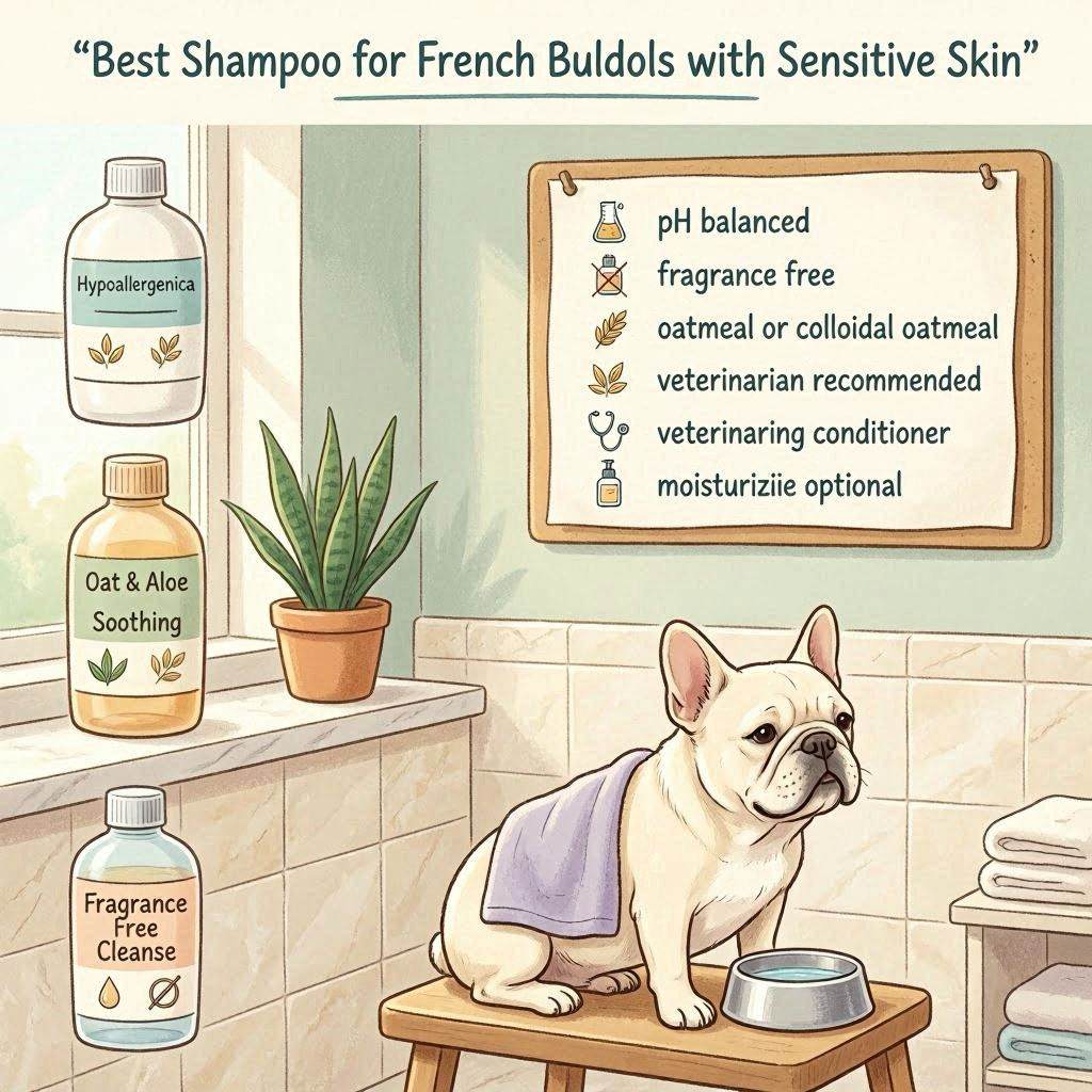 Best gentle shampoo for French Bulldogs with sensitive skin including oatmeal and aloe vera formulas