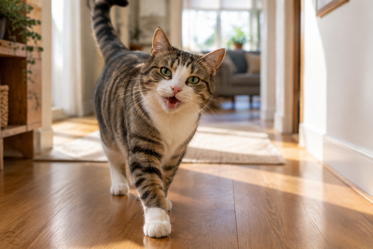 Why Does My Cat Meow While Walking Around the House?