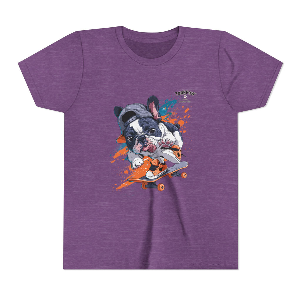 Youth Skateboarding French Bulldog Tee — Cute Skate Pup Graphic Shirt