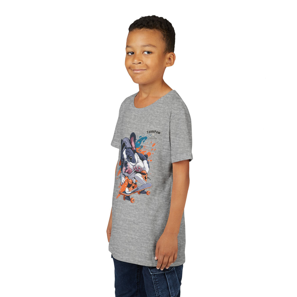 Youth Skateboarding French Bulldog Tee — Cute Skate Pup Graphic Shirt