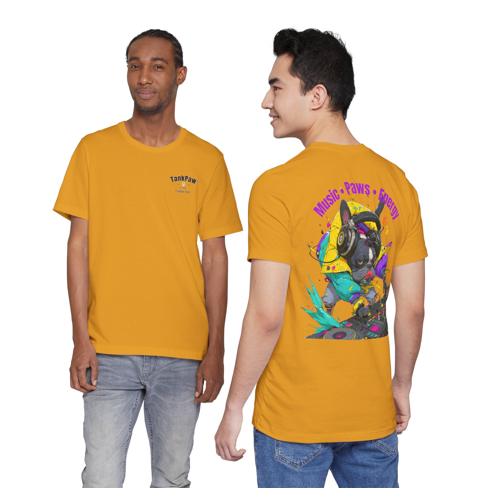 DJ French Bulldog T-Shirt — "Music • Paws • Energy" Graphic Tee