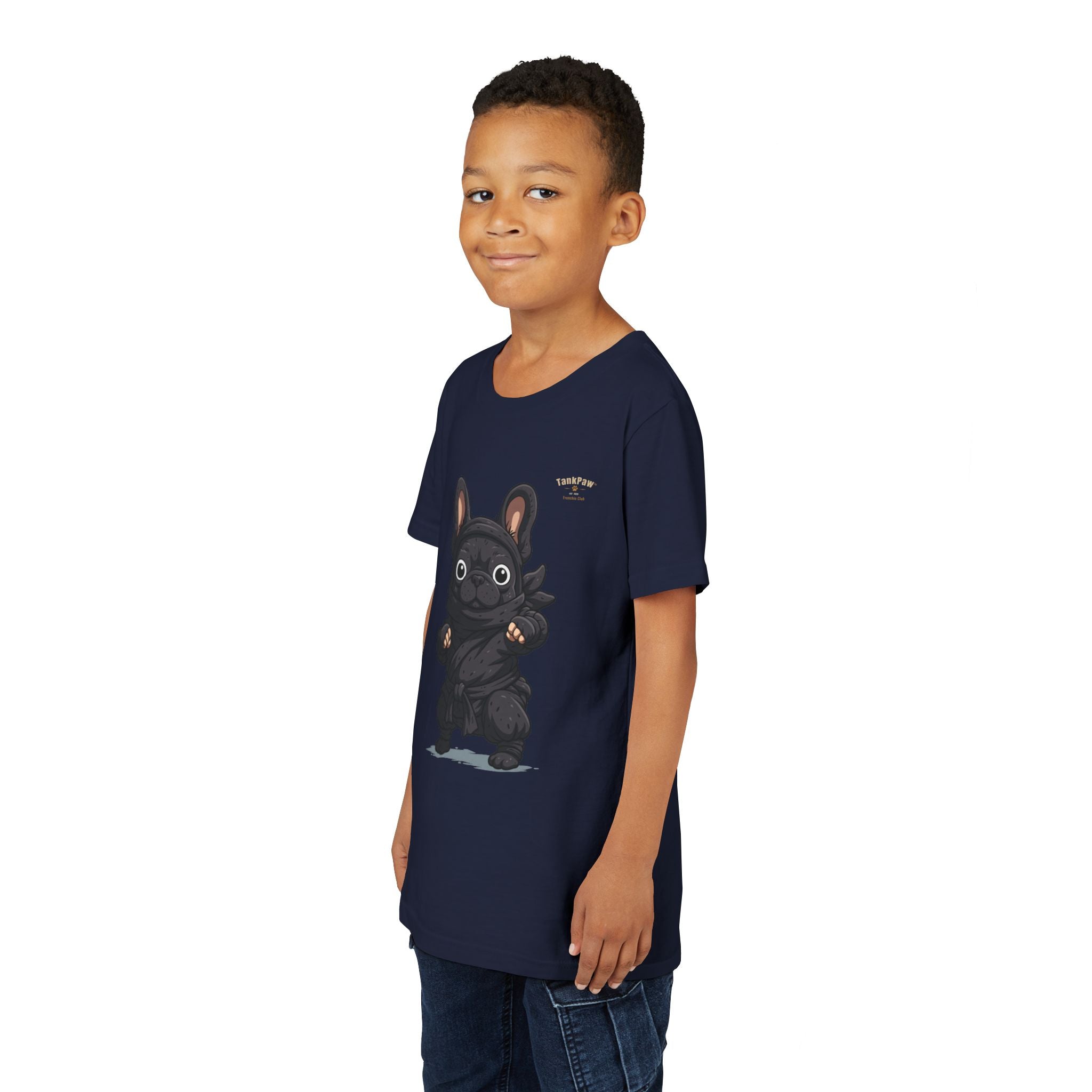 Kids Cute Black French Bulldog Tee – 'TARBUN' Cartoon Pup Youth T-Shirt