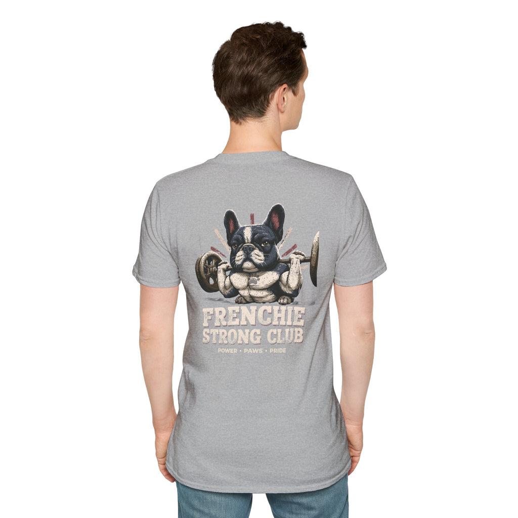 Gym French Bulldog T-Shirt – Fitness Frenchie Workout Shirt for Dog Lovers — Minimal Couples Graphic T-Shirt