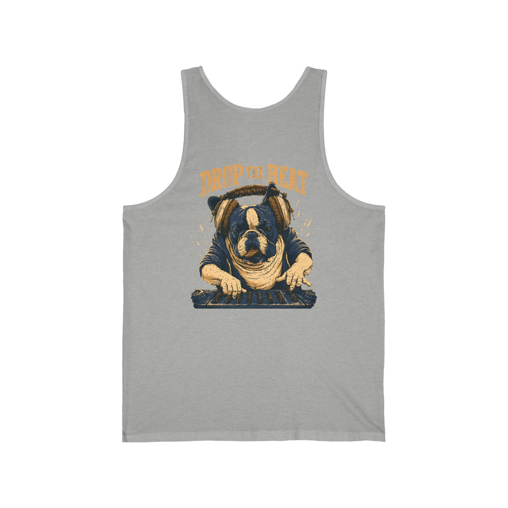 Drop the Beat DJ Dog Tank Top — Funny Bulldog Music Lover Graphic Tank