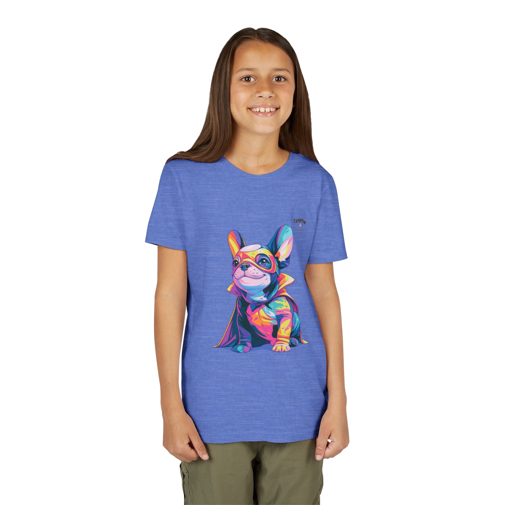 Kids Superhero French Bulldog Tee — Colorful Puppy Costume Youth Shirt
