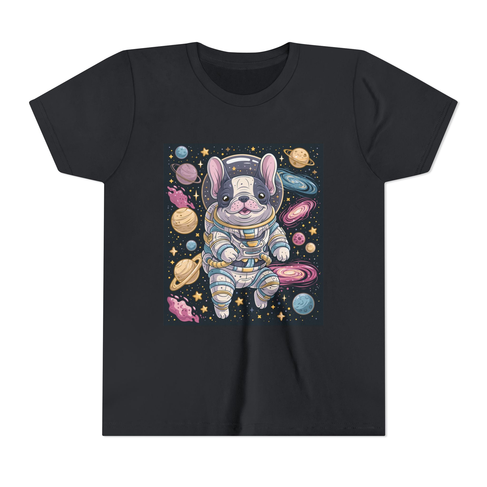 Kids Astronaut French Bulldog Tee — Space Puppy Graphic Youth T‑Shirt