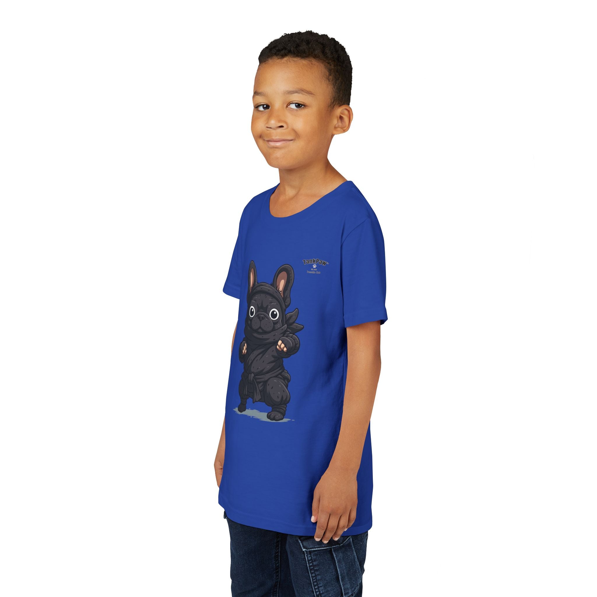 Kids Cute Black French Bulldog Tee – 'TARBUN' Cartoon Pup Youth T-Shirt