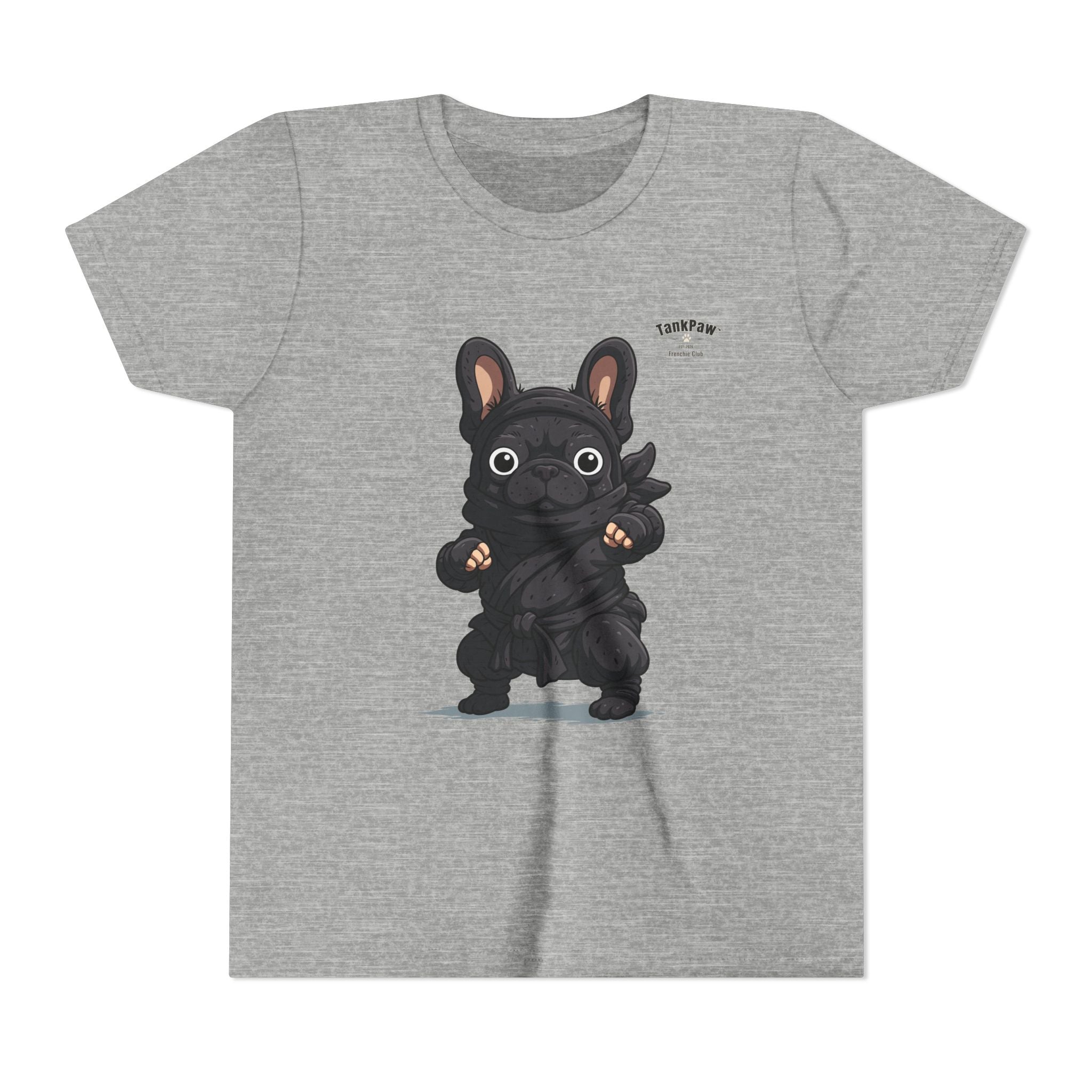 Kids Cute Black French Bulldog Tee – 'TARBUN' Cartoon Pup Youth T-Shirt