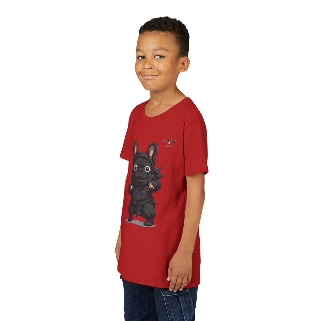 Kids Cute Black French Bulldog Tee – 'TARBUN' Cartoon Pup Youth T-Shirt