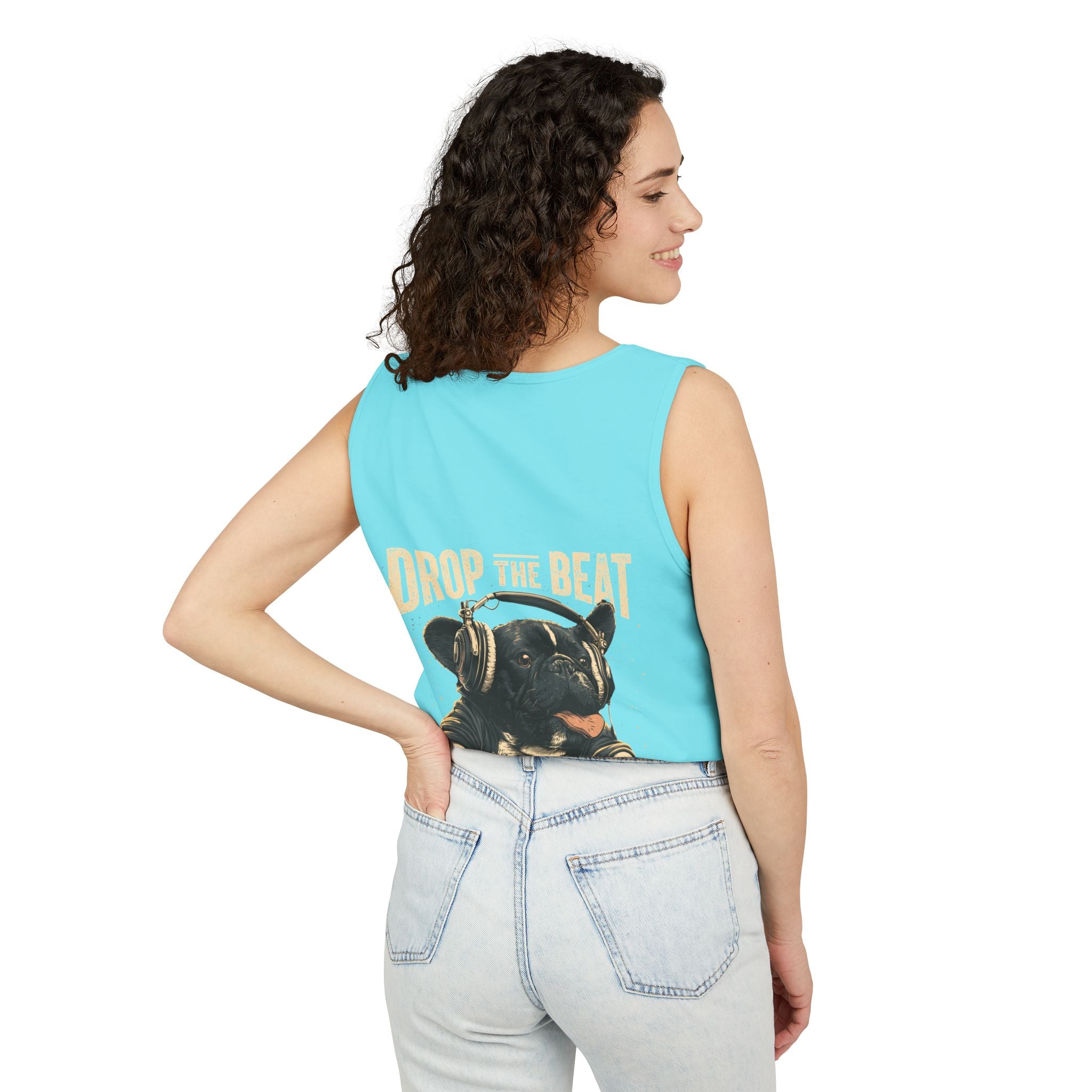 Music Festival Tank Top – "Drop the Beat" Frenchie DJ Graphic Tank