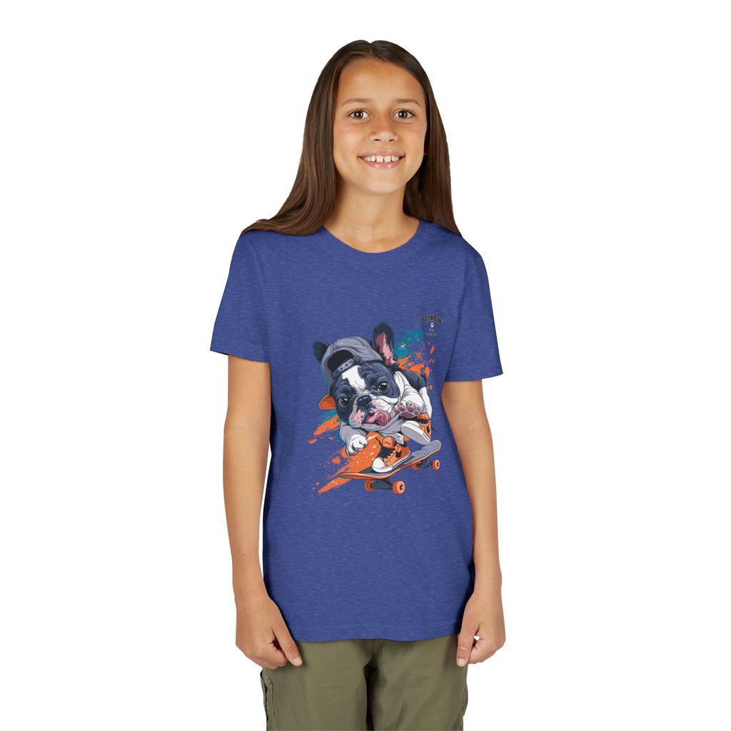 Youth Skateboarding French Bulldog Tee — Cute Skate Pup Graphic Shirt