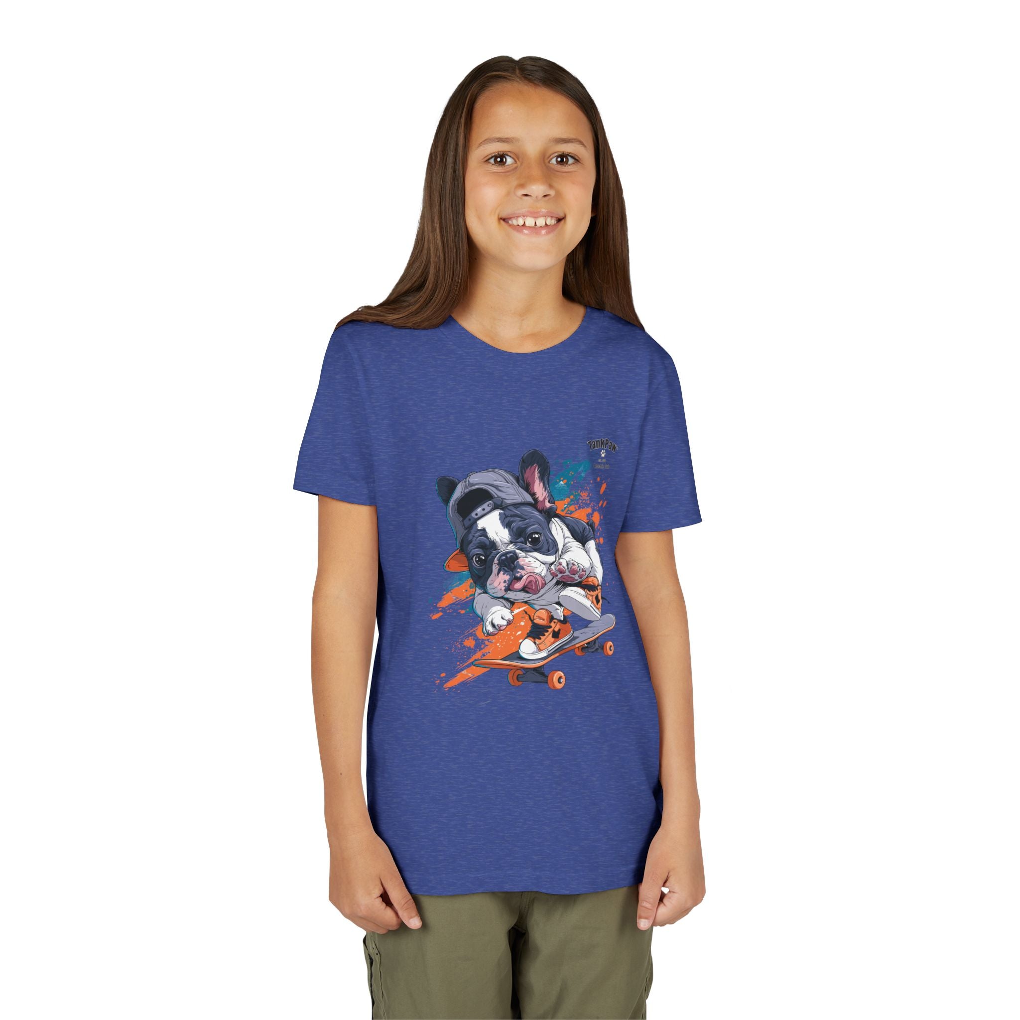 Youth Skateboarding French Bulldog Tee — Cute Skate Pup Graphic Shirt