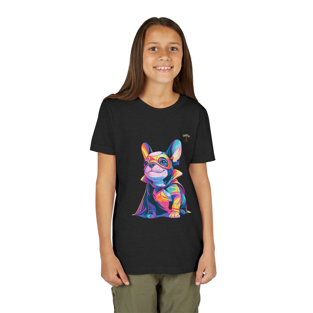 Kids Superhero French Bulldog Tee — Colorful Puppy Costume Youth Shirt