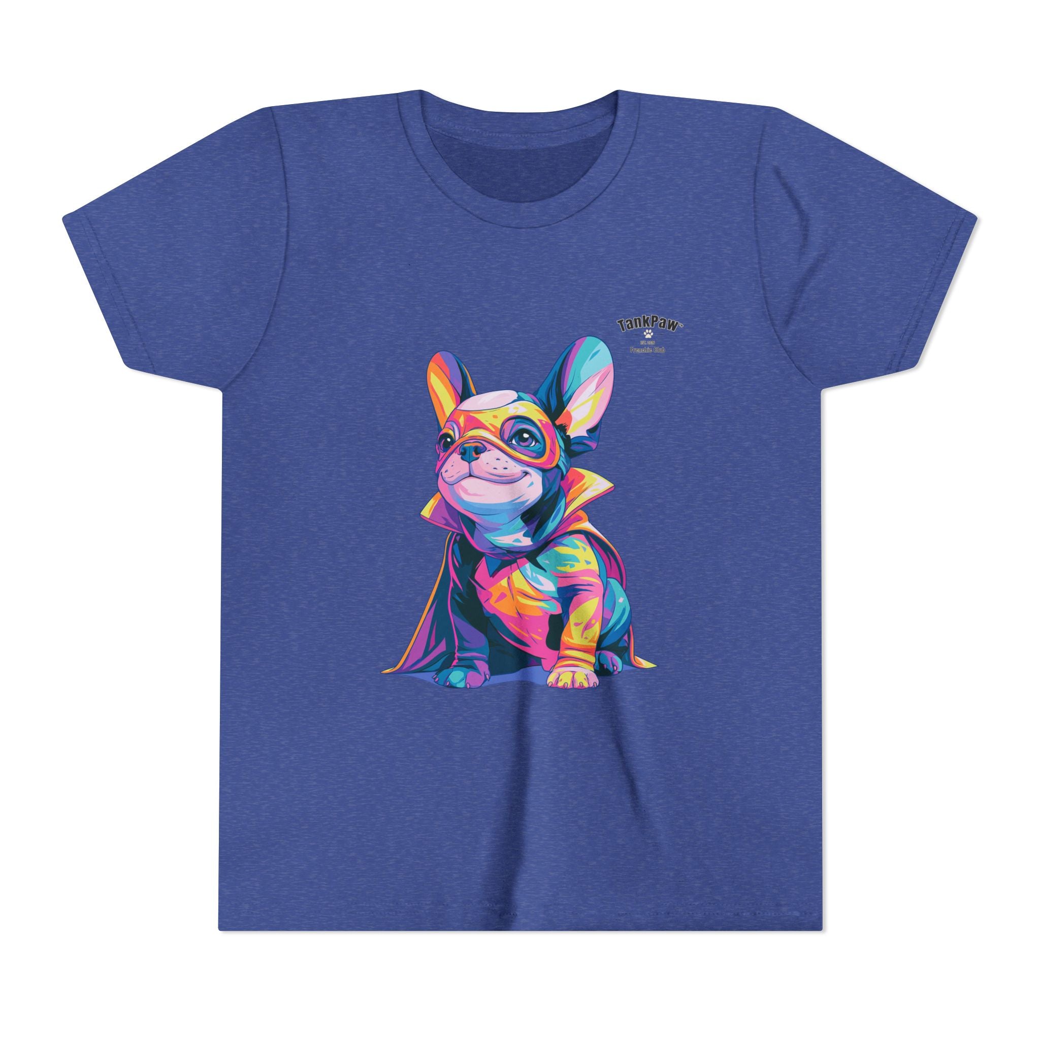 Kids Superhero French Bulldog Tee — Colorful Puppy Costume Youth Shirt