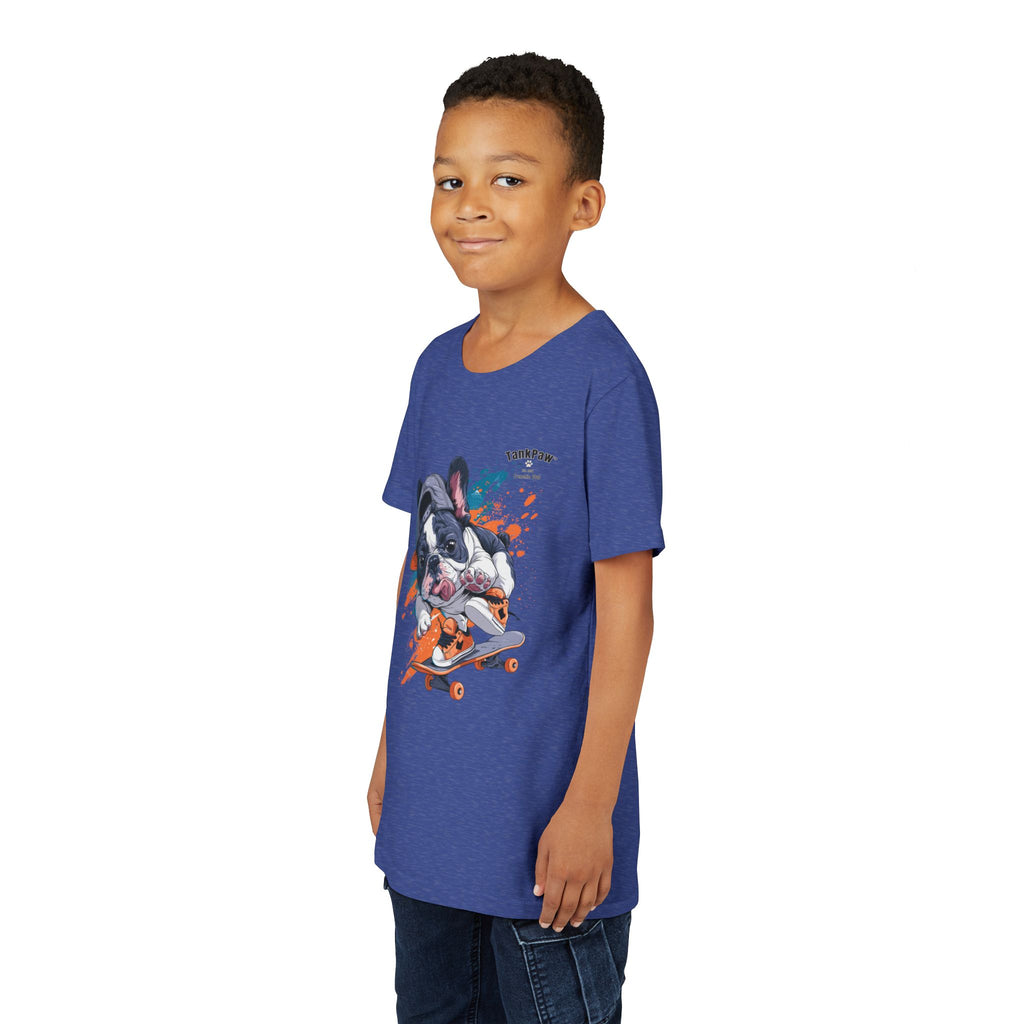 Youth Skateboarding French Bulldog Tee — Cute Skate Pup Graphic Shirt