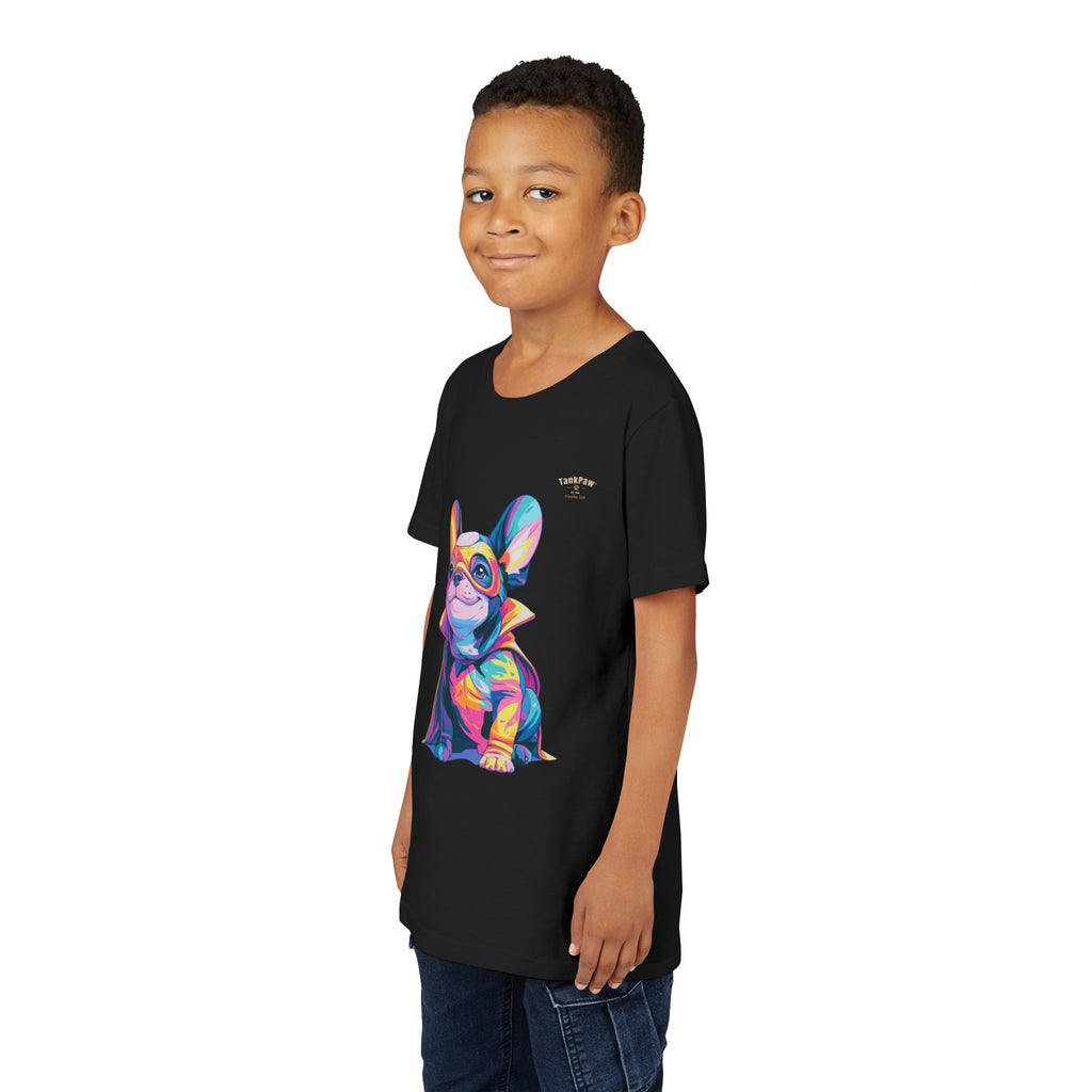 Kids Superhero French Bulldog Tee — Colorful Puppy Costume Youth Shirt