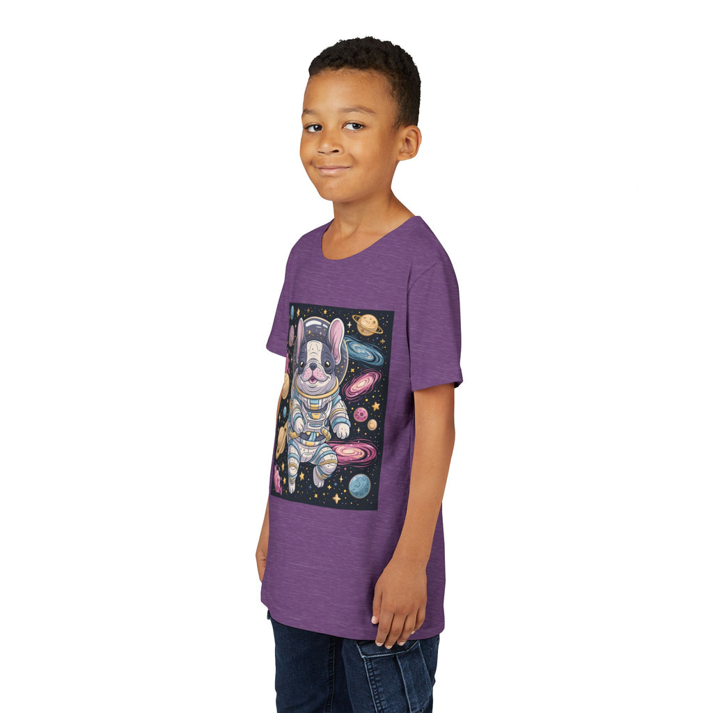 Kids Astronaut French Bulldog Tee — Space Puppy Graphic Youth T‑Shirt