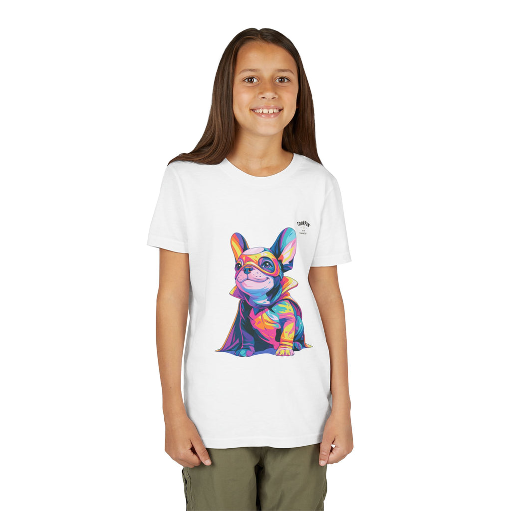 Kids Superhero French Bulldog Tee — Colorful Puppy Costume Youth Shirt