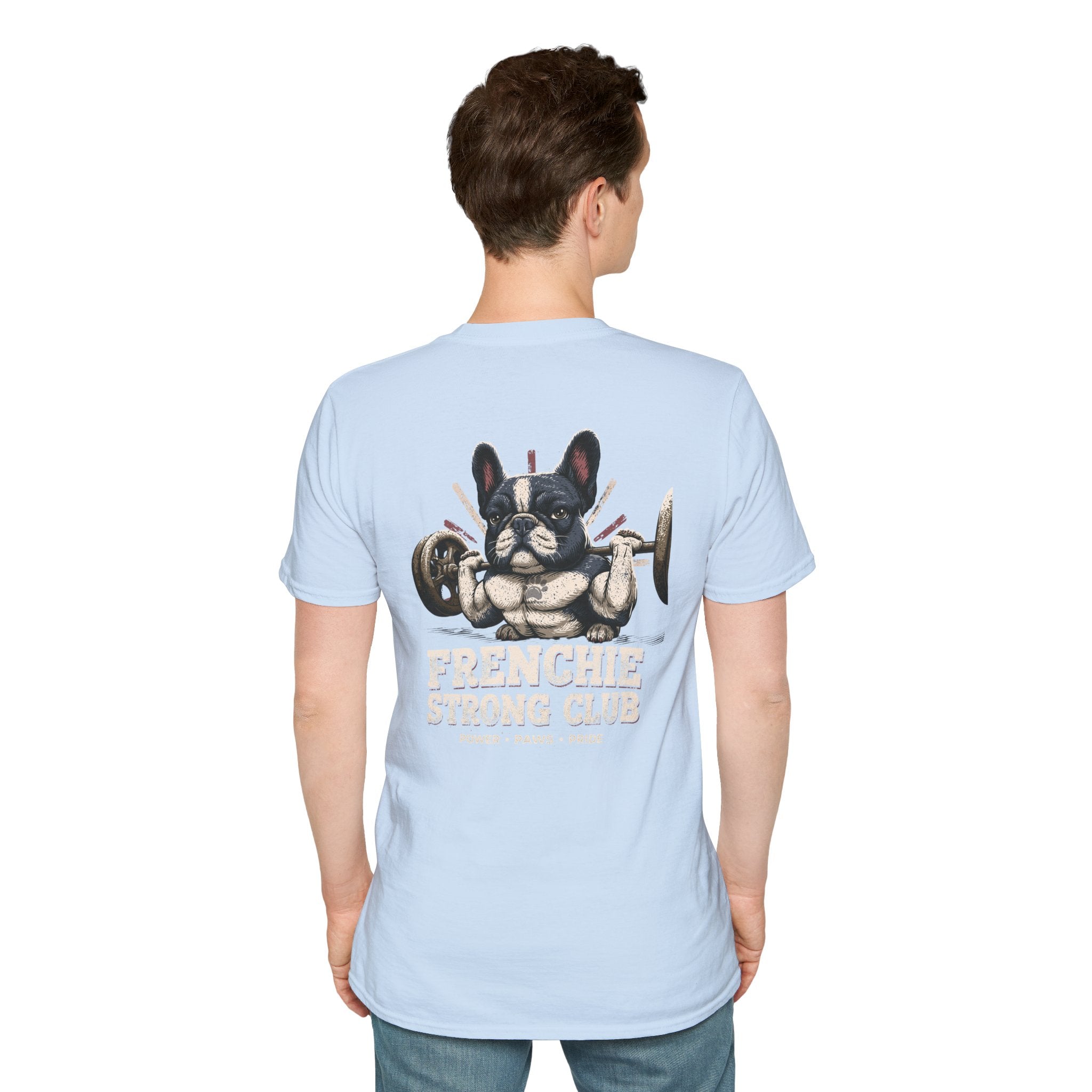 Gym French Bulldog T-Shirt – Fitness Frenchie Workout Shirt for Dog Lovers — Minimal Couples Graphic T-Shirt