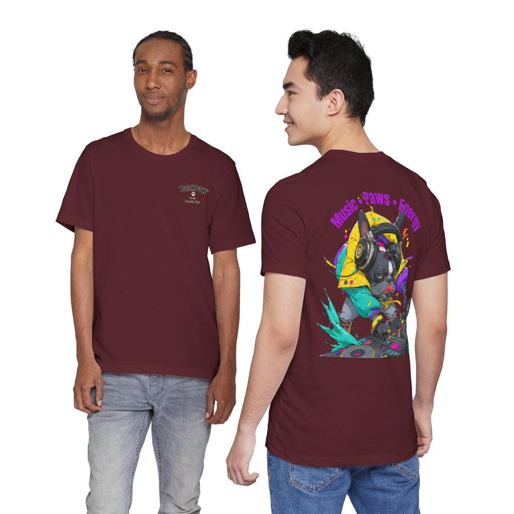 DJ French Bulldog T-Shirt — "Music • Paws • Energy" Graphic Tee