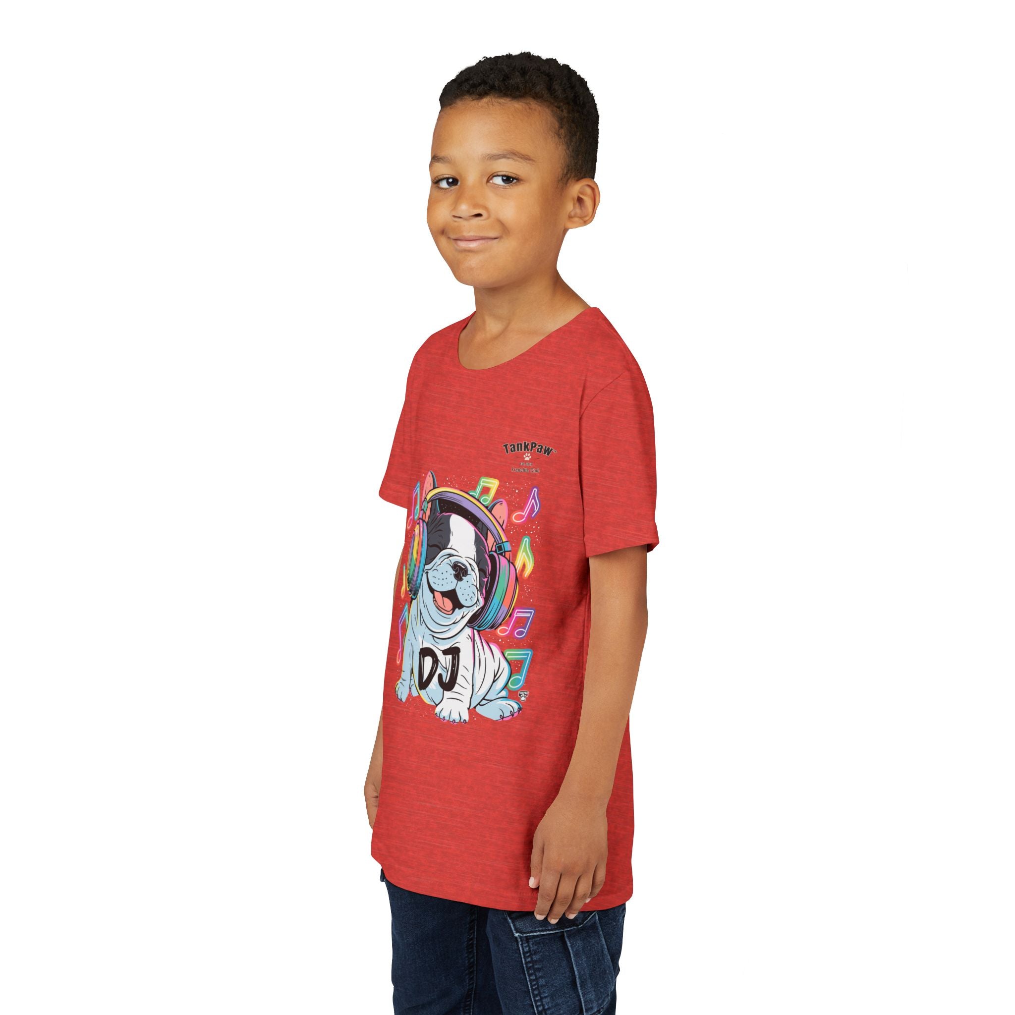 DJ Bulldog Kids Tee — Colorful Headphones Music T-Shirt for Boys & Girls