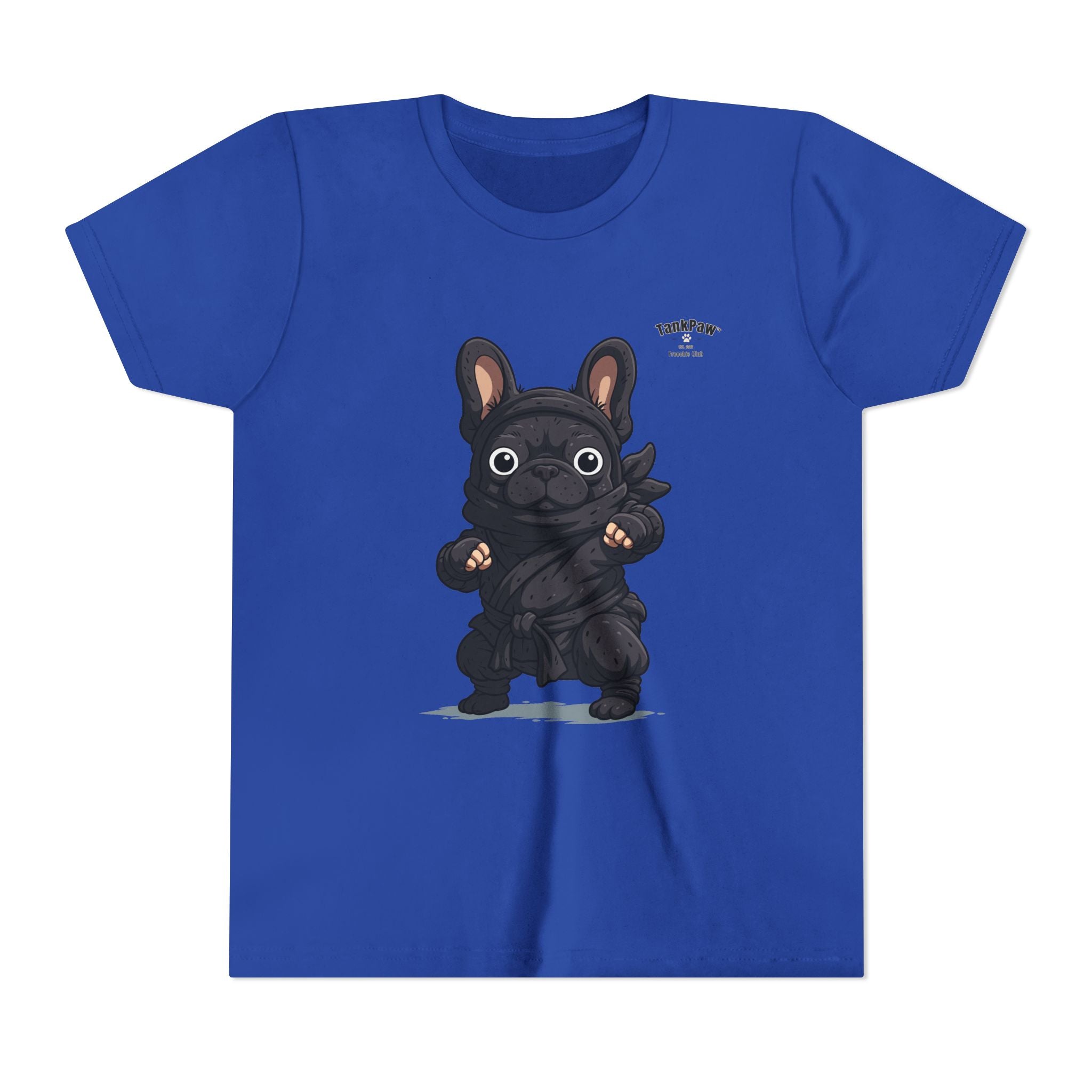 Kids Cute Black French Bulldog Tee – 'TARBUN' Cartoon Pup Youth T-Shirt