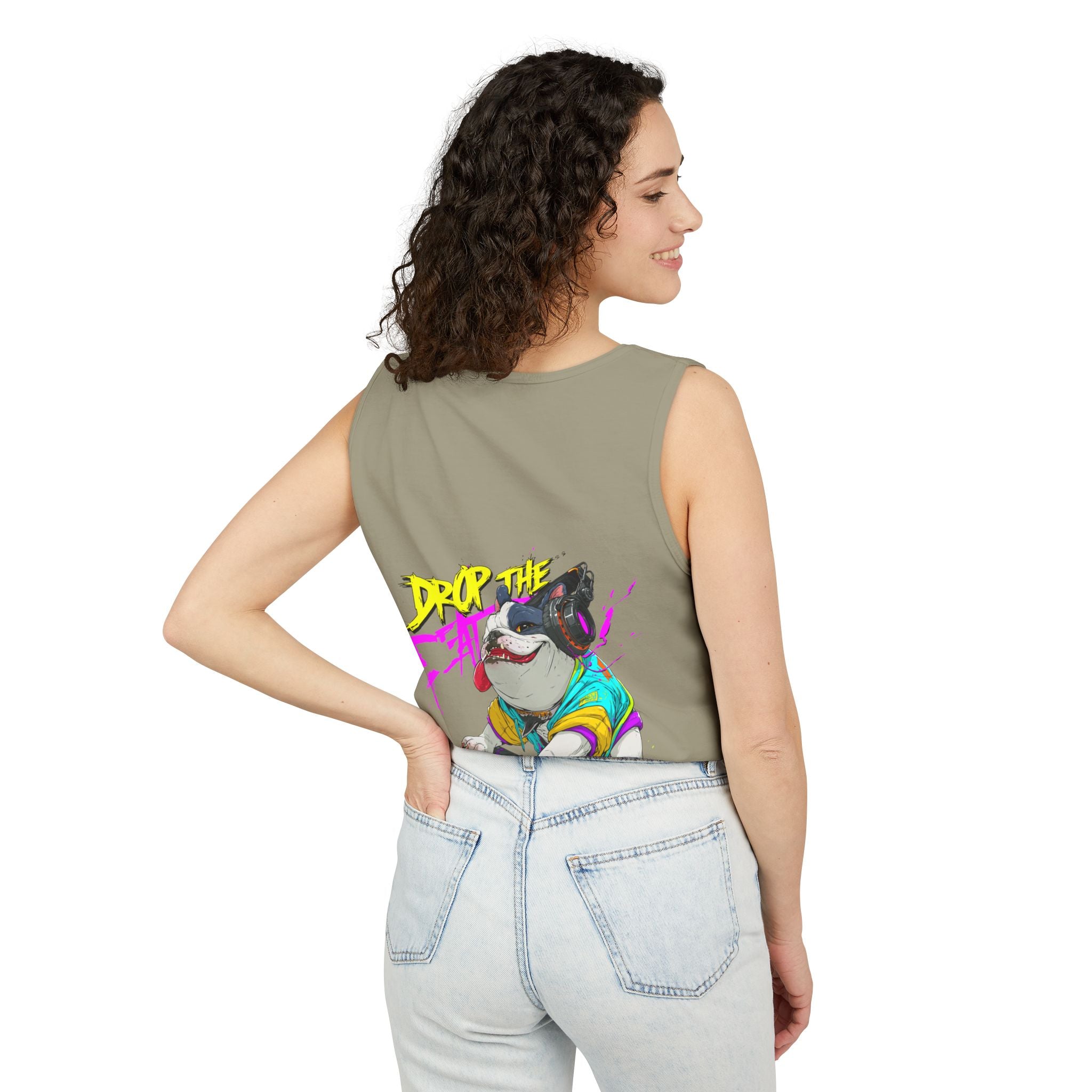 DJ French Bulldog Tank Top – EDM Festival Sleeveless Shirt for Frenchie Lovers