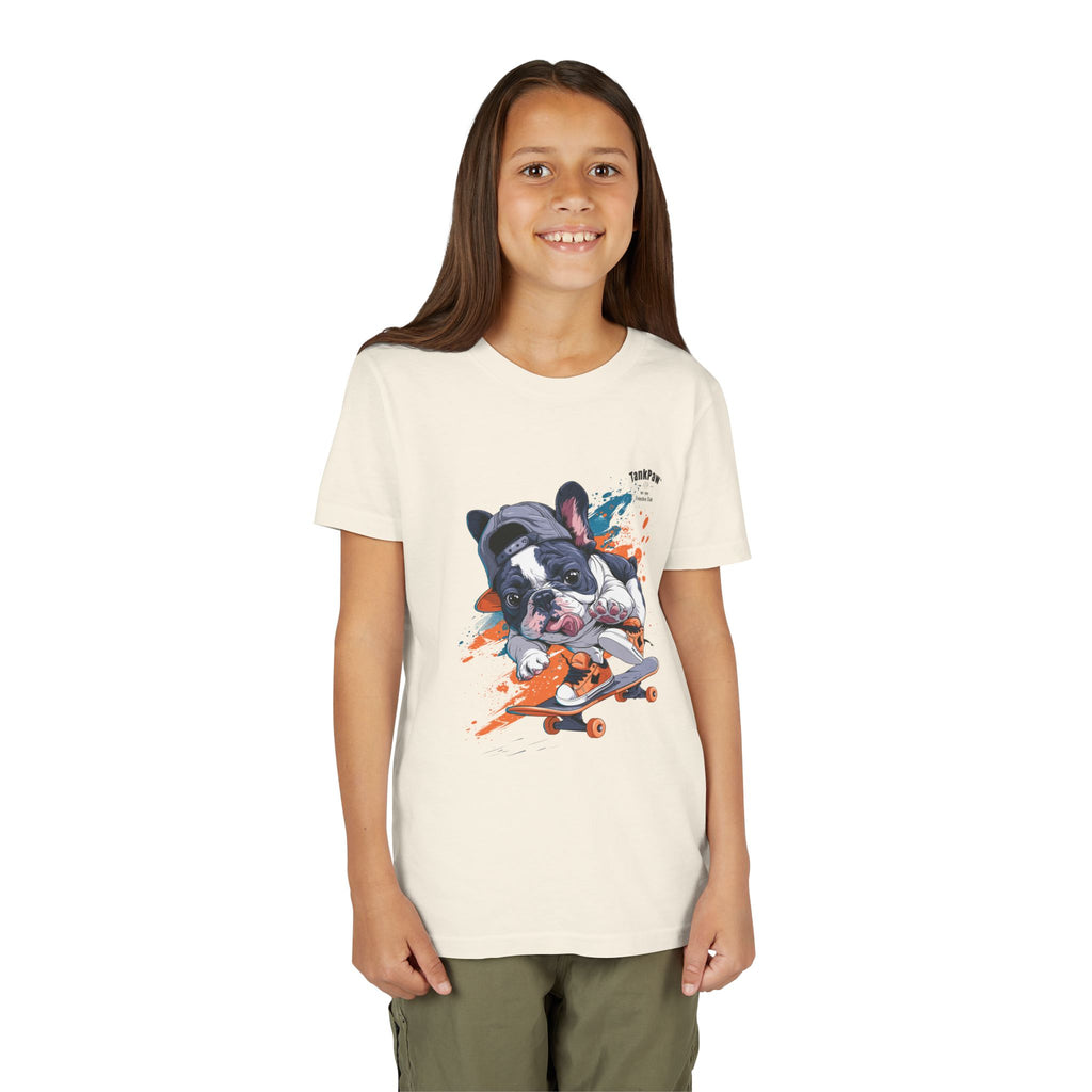 Youth Skateboarding French Bulldog Tee — Cute Skate Pup Graphic Shirt