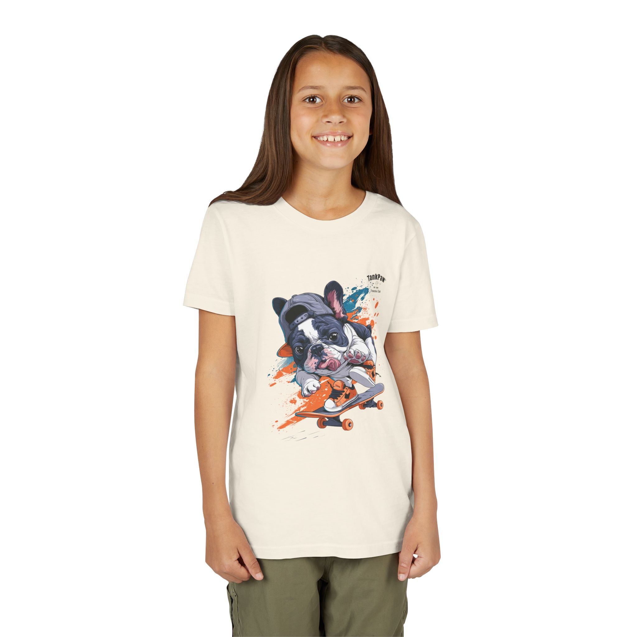 Youth Skateboarding French Bulldog Tee — Cute Skate Pup Graphic Shirt