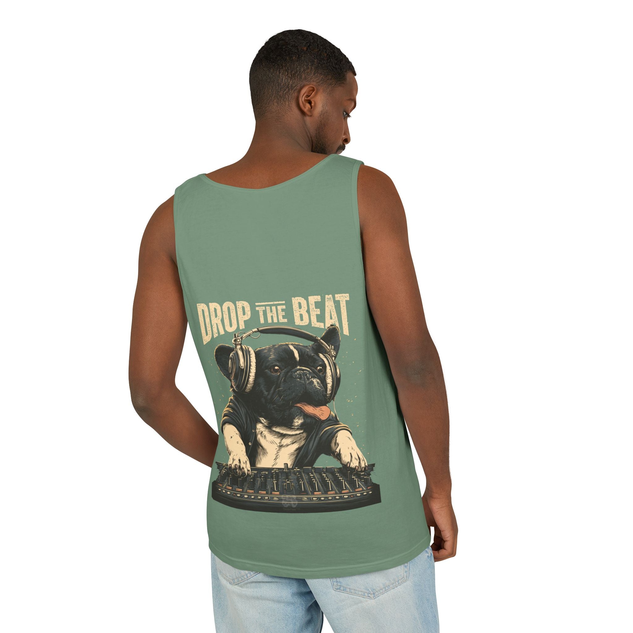 Music Festival Tank Top – "Drop the Beat" Frenchie DJ Graphic Tank