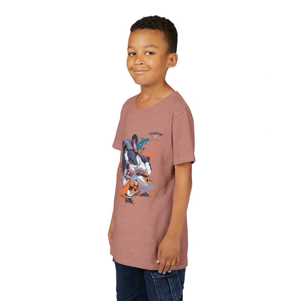 Youth Skateboarding French Bulldog Tee — Cute Skate Pup Graphic Shirt
