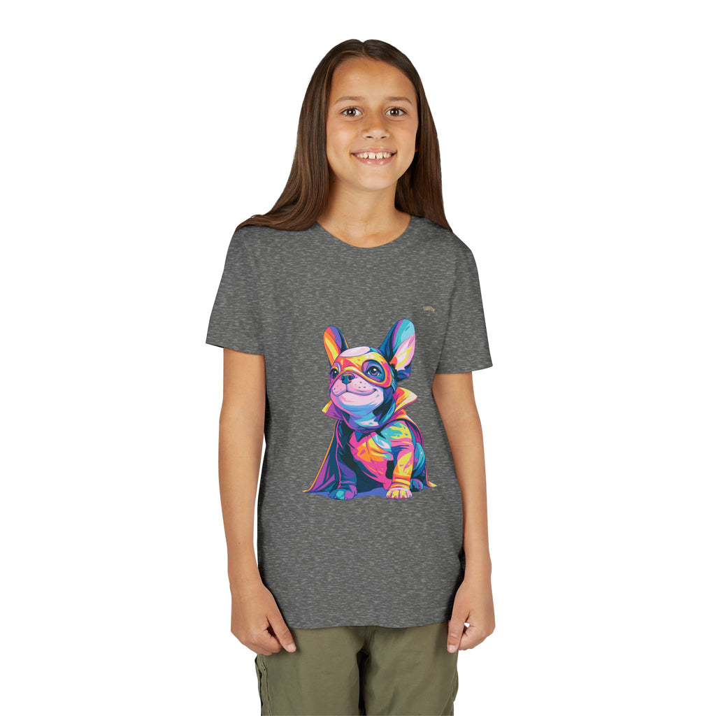 Kids Superhero French Bulldog Tee — Colorful Puppy Costume Youth Shirt