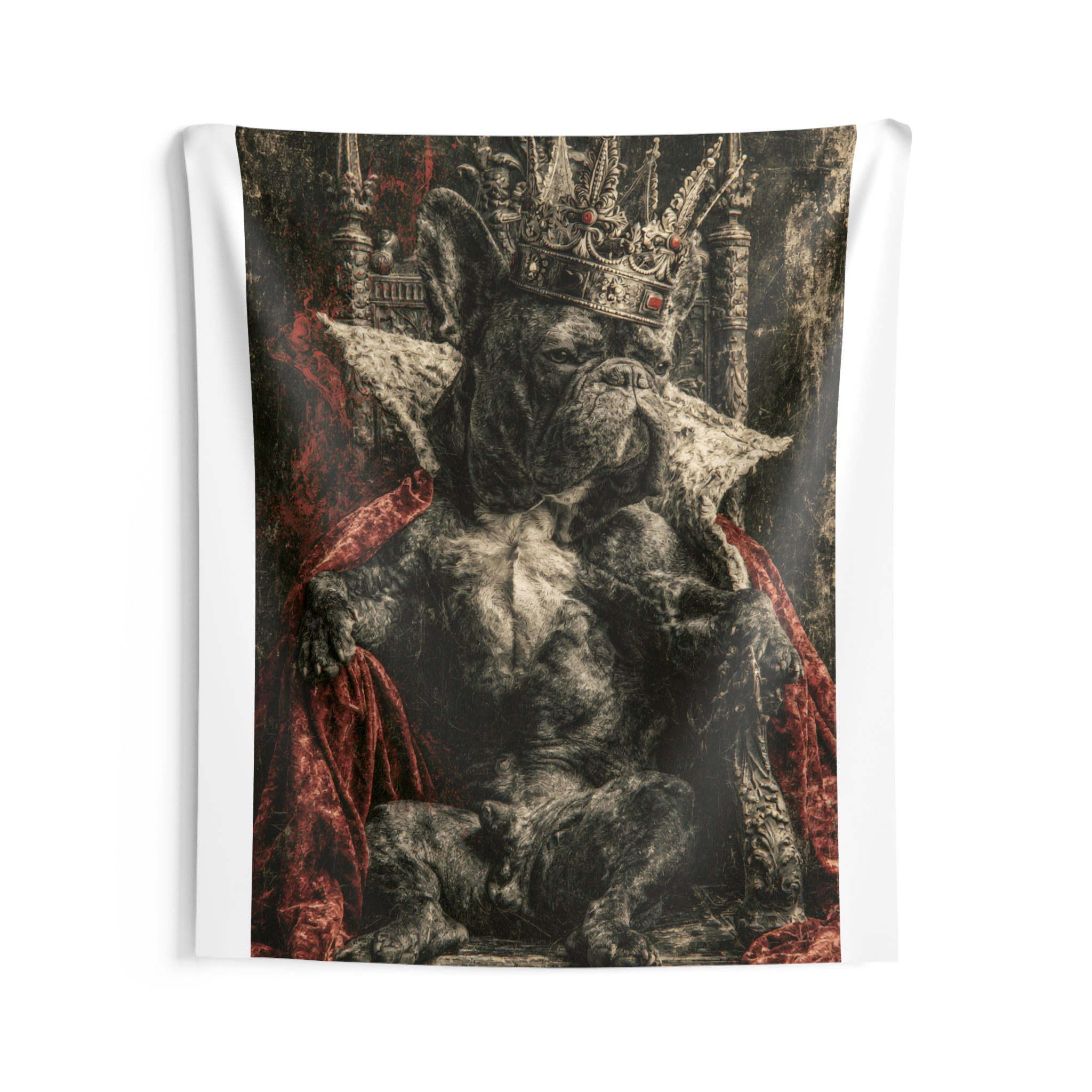 King Bulldog Tapestry — Regal French Bulldog Wall Art