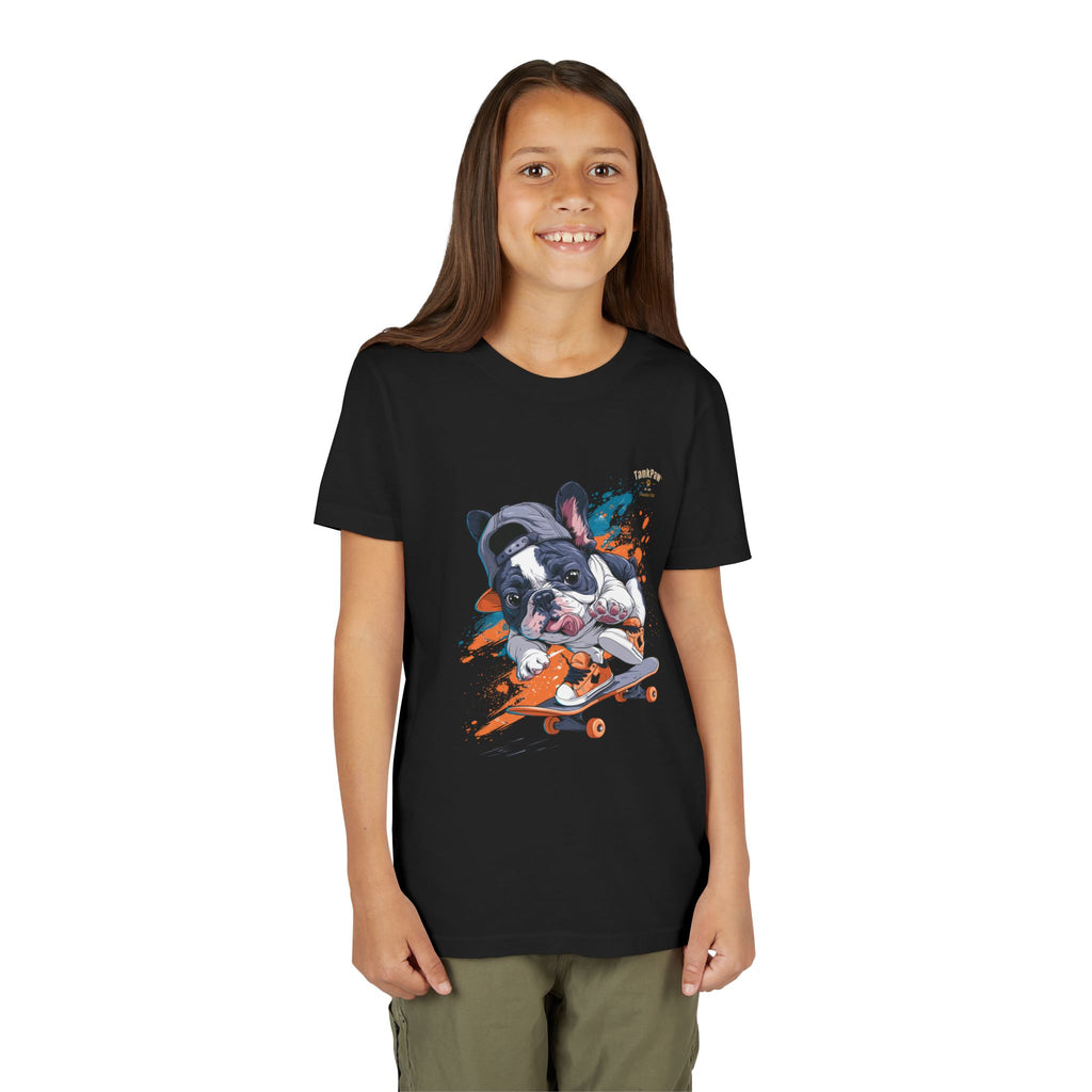 Youth Skateboarding French Bulldog Tee — Cute Skate Pup Graphic Shirt
