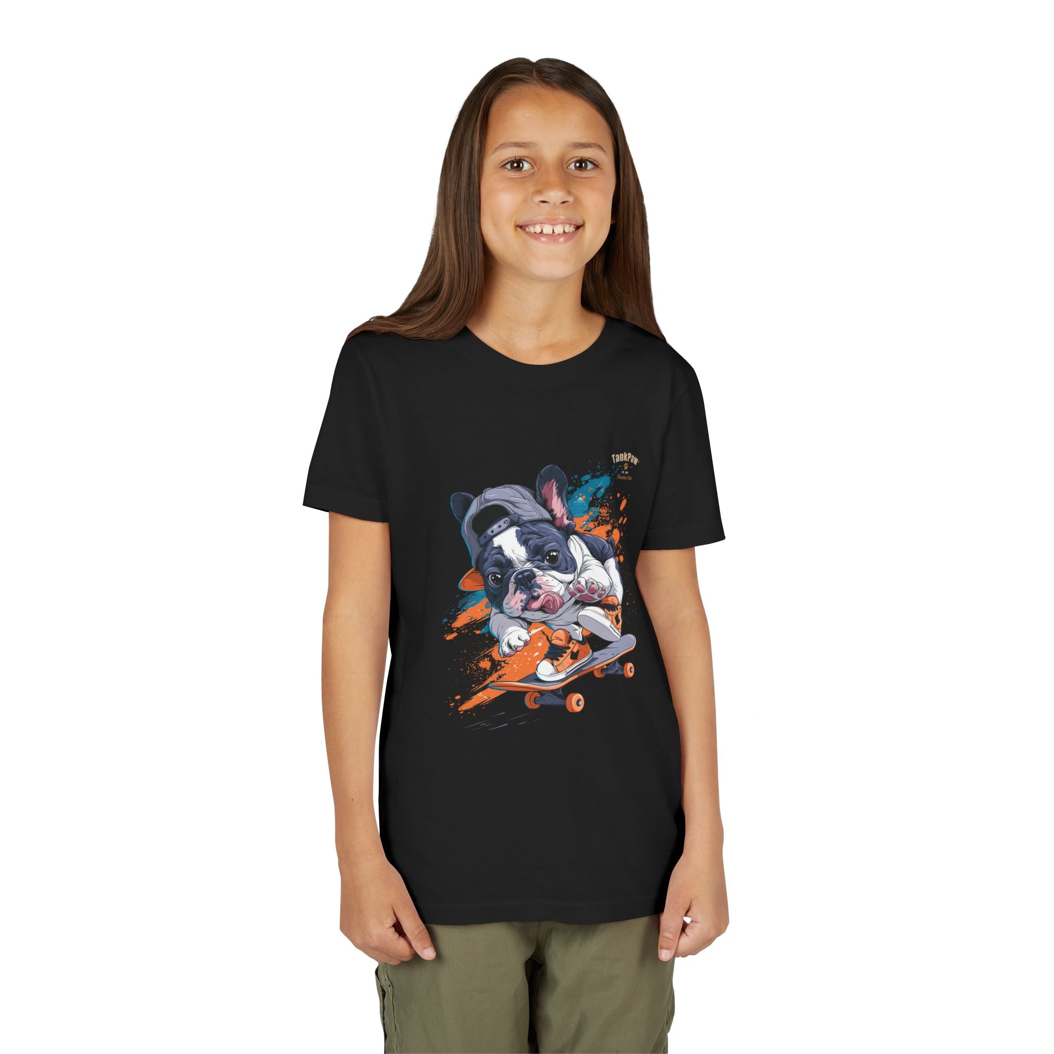 Youth Skateboarding French Bulldog Tee — Cute Skate Pup Graphic Shirt