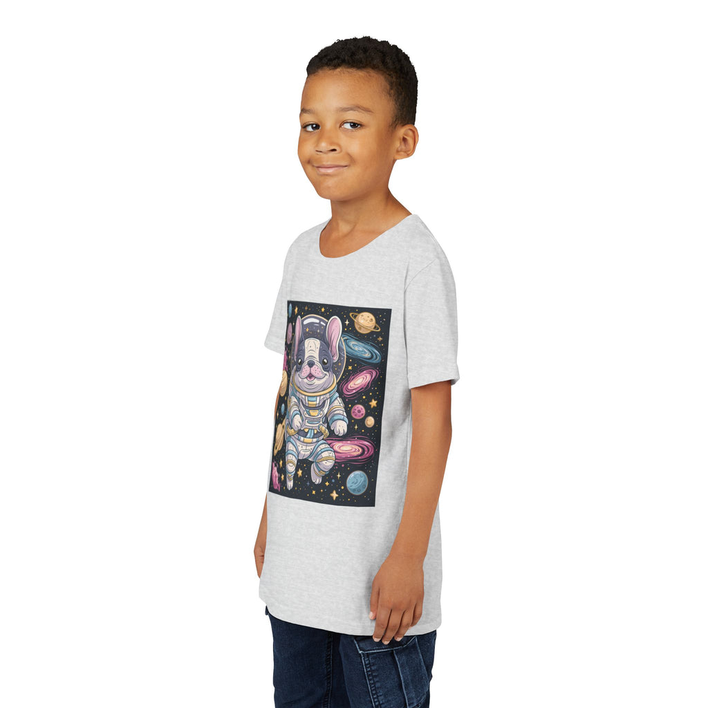 Kids Astronaut French Bulldog Tee — Space Puppy Graphic Youth T‑Shirt