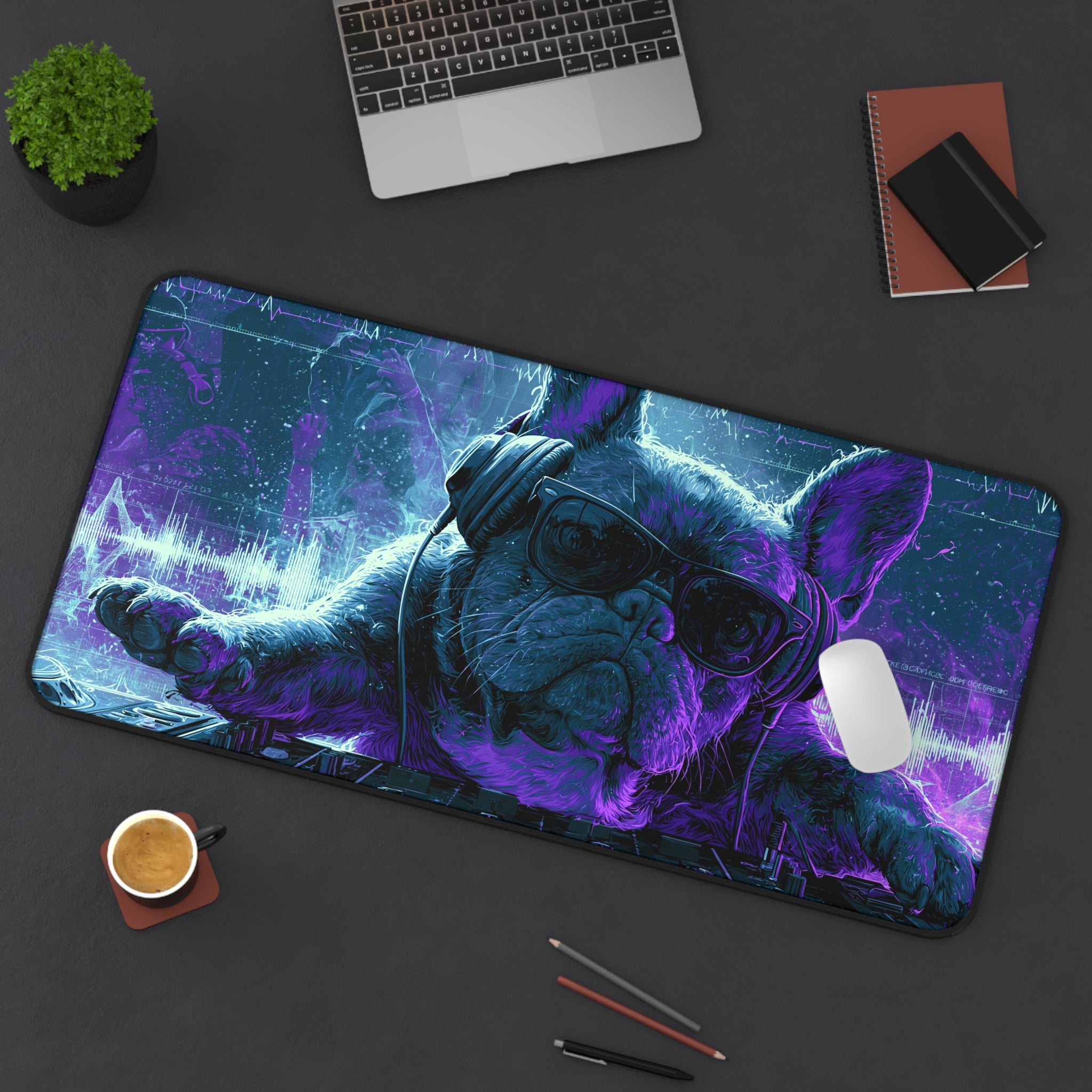 DJ French Bulldog Desk Mat – Gaming Mouse Pad for Music Lovers & Frenchie Fans