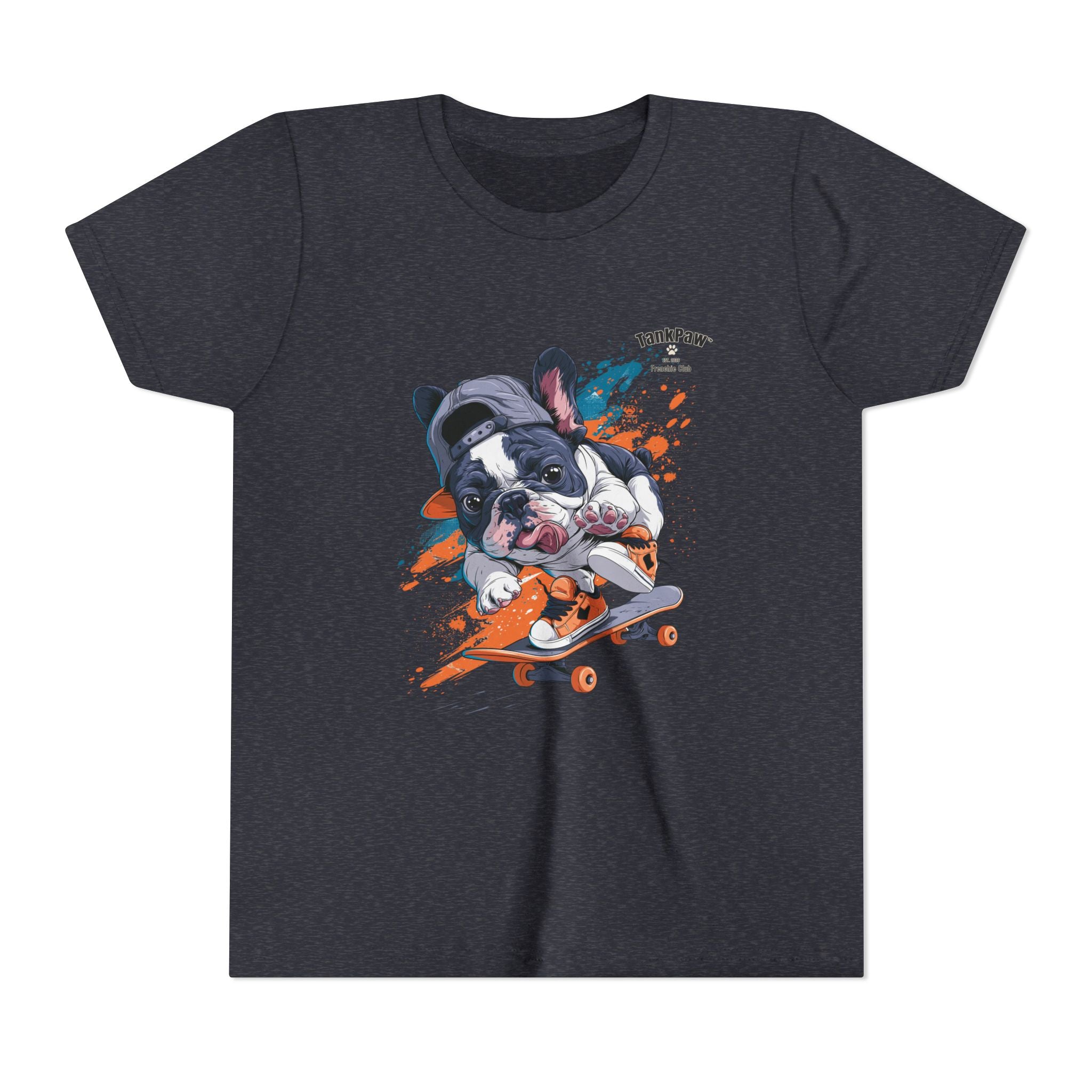Youth Skateboarding French Bulldog Tee — Cute Skate Pup Graphic Shirt