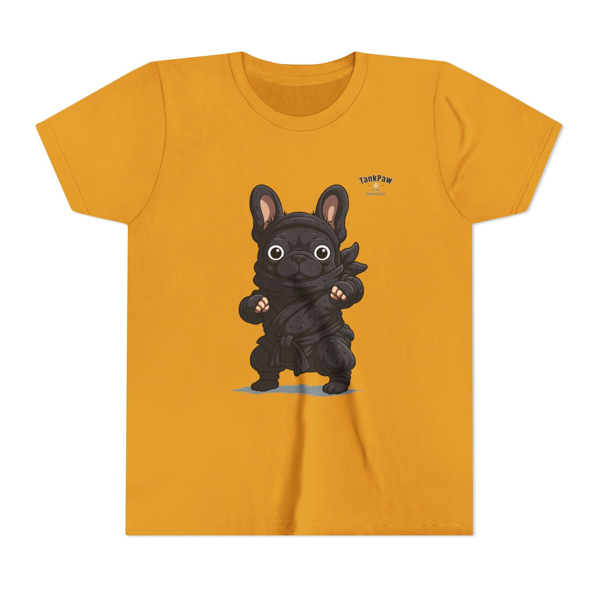 Kids Cute Black French Bulldog Tee – 'TARBUN' Cartoon Pup Youth T-Shirt
