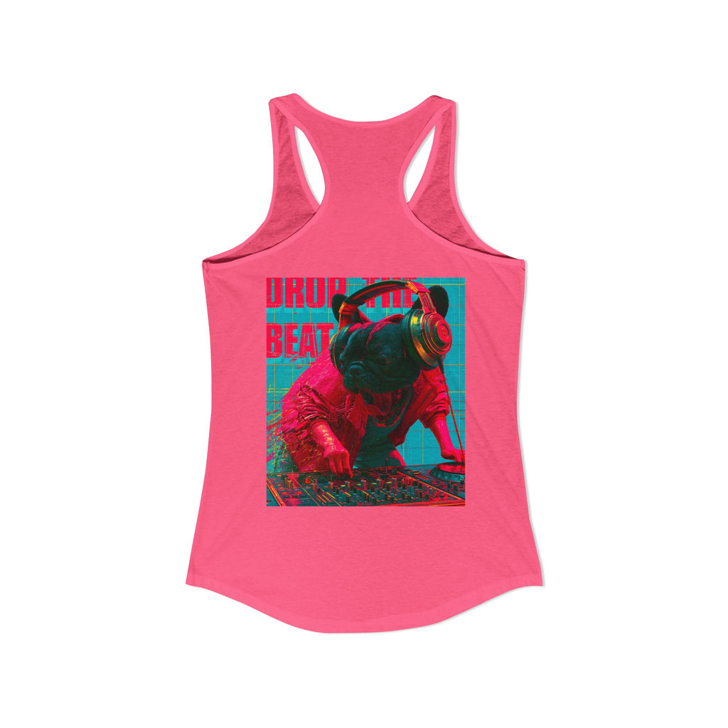 TankPaw™ Women's Frenchie Graphic T-Shirt — "DJ Dog" Design — Music Festival Theme