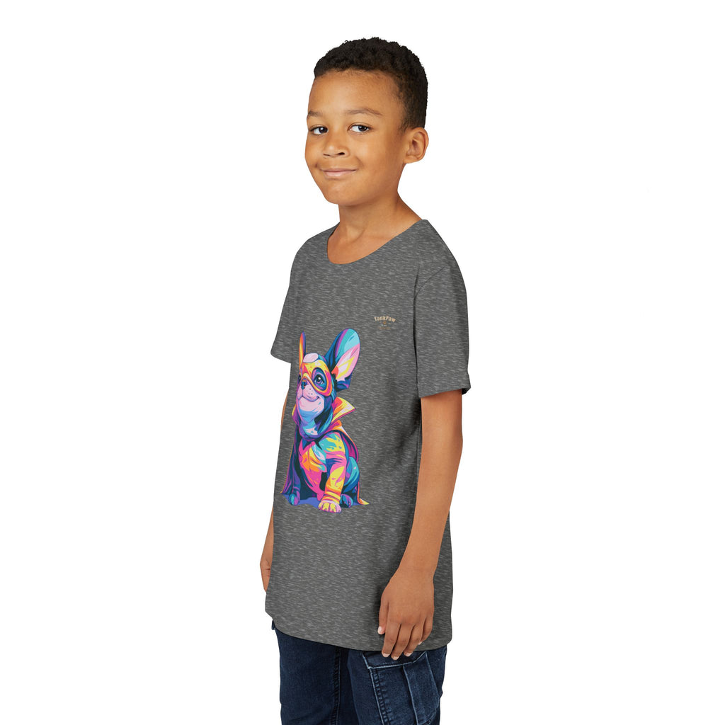 Kids Superhero French Bulldog Tee — Colorful Puppy Costume Youth Shirt