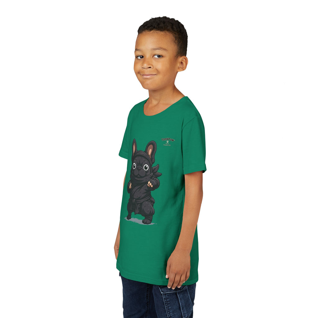 Kids Cute Black French Bulldog Tee – 'TARBUN' Cartoon Pup Youth T-Shirt
