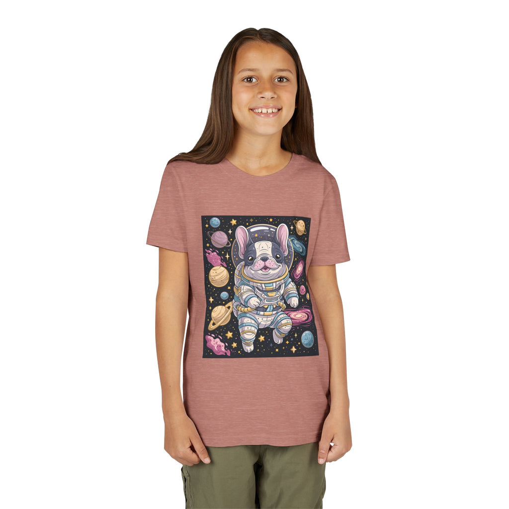 Kids Astronaut French Bulldog Tee — Space Puppy Graphic Youth T‑Shirt