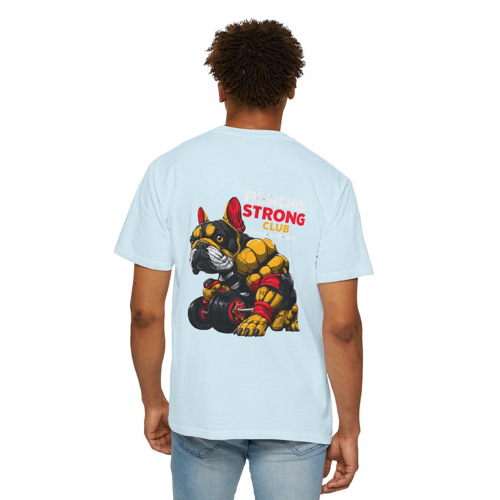 "Frenchie Strong Club" Muscular Dog Pet T-Shirt — Cute Frenchie Weightlifting Graphic Tee