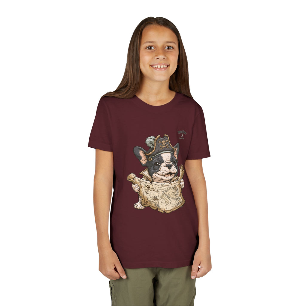 Kids Pirate Dog Tee — "Ahoy!" Map & Captain French Bulldog Youth T-Shirt