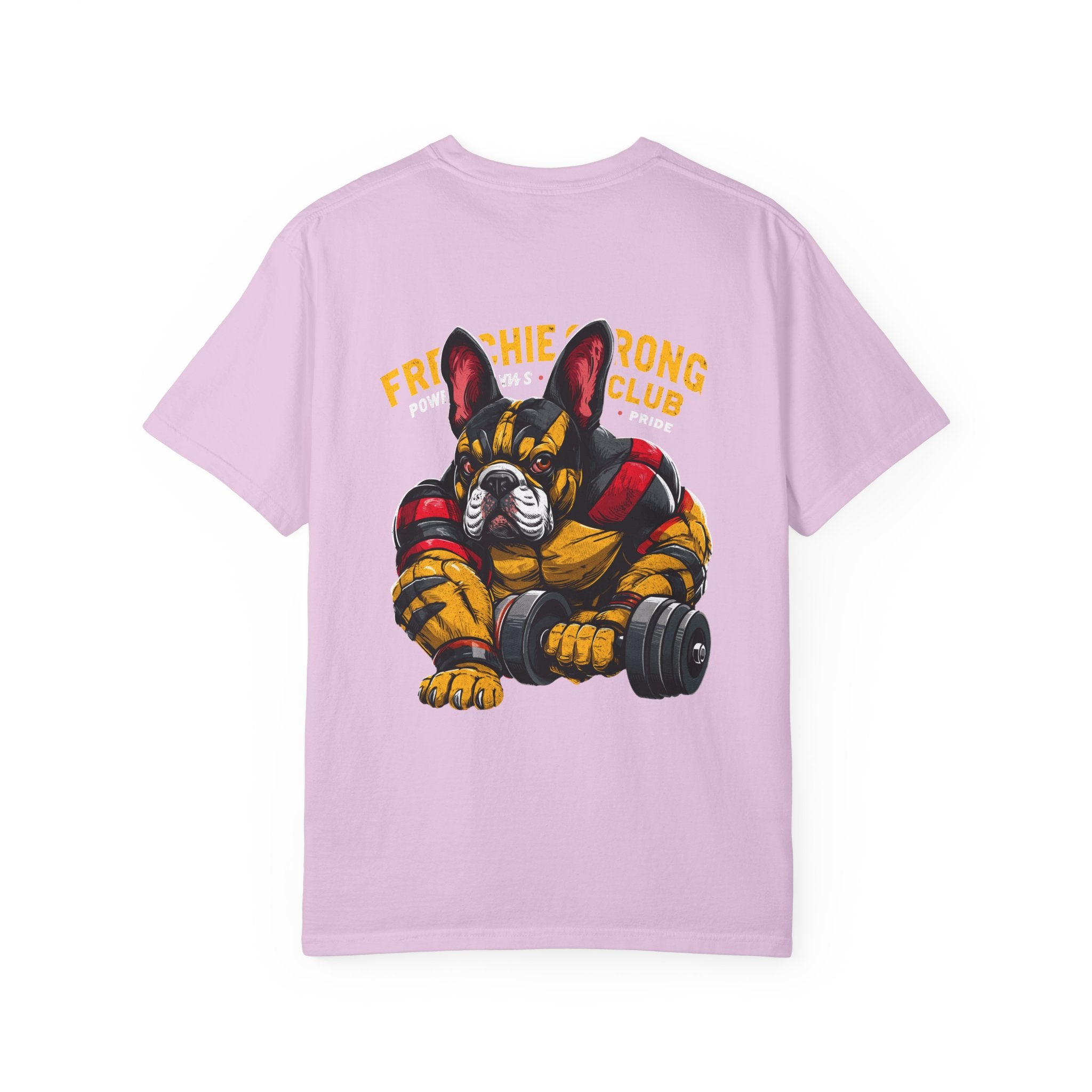 Frenchie Strong Club T‑Shirt — French Bulldog Weightlifting Graphic Tee