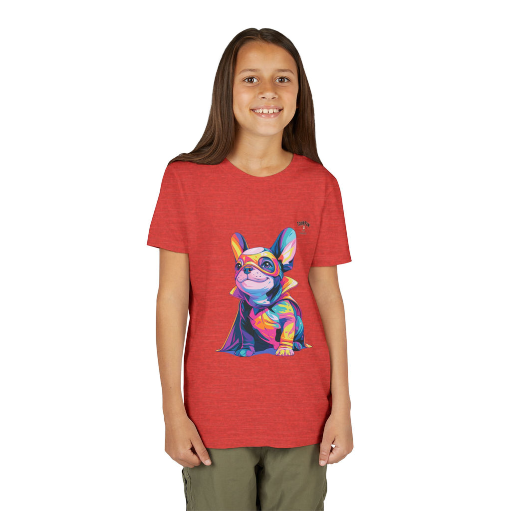 Kids Superhero French Bulldog Tee — Colorful Puppy Costume Youth Shirt