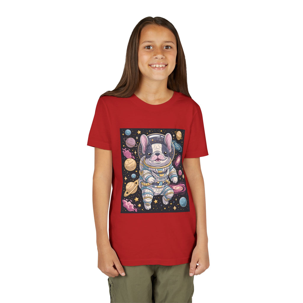 Kids Astronaut French Bulldog Tee — Space Puppy Graphic Youth T‑Shirt