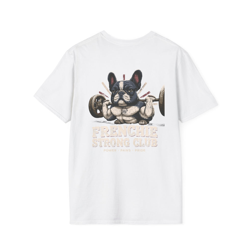Gym French Bulldog T-Shirt – Fitness Frenchie Workout Shirt for Dog Lovers — Minimal Couples Graphic T-Shirt