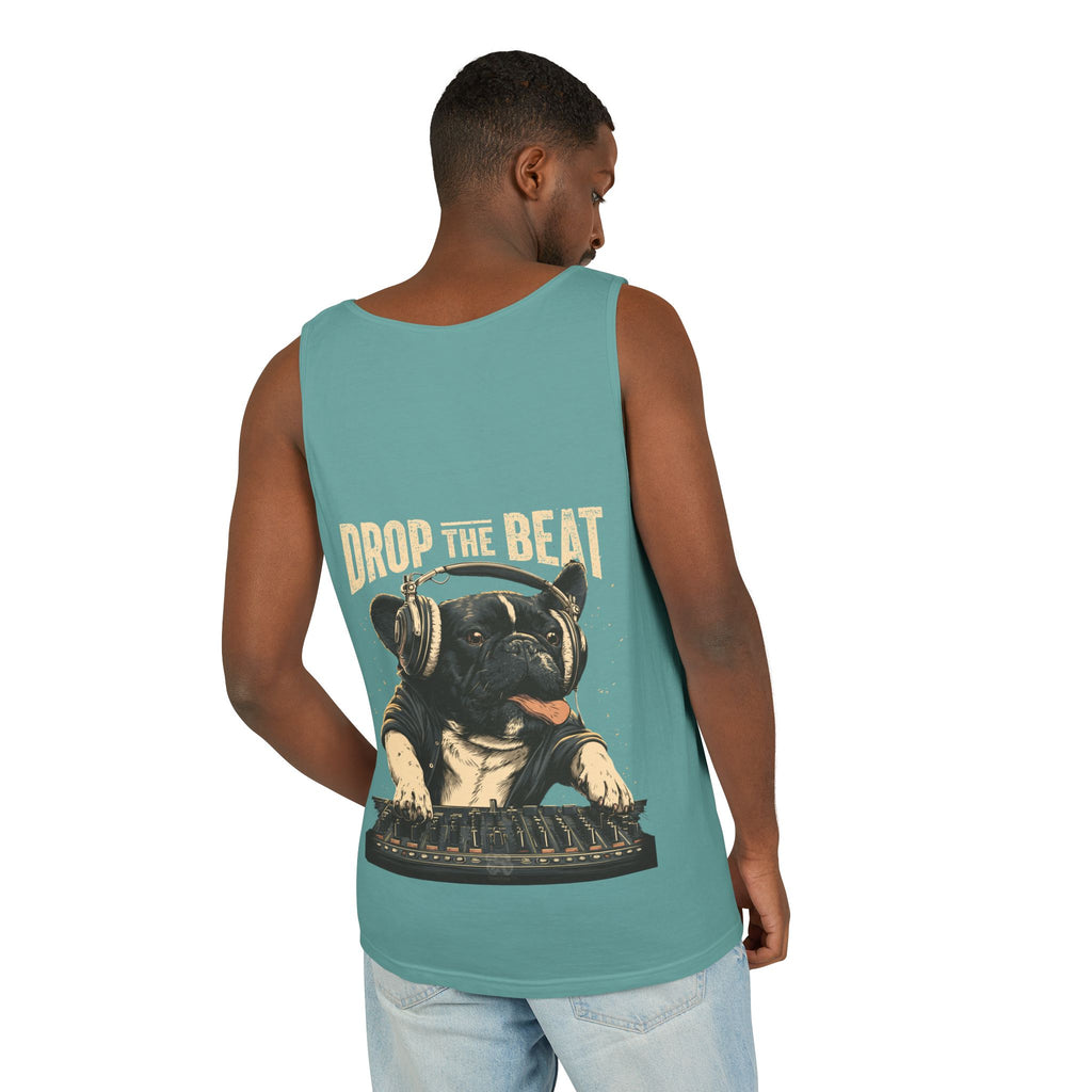 Music Festival Tank Top – "Drop the Beat" Frenchie DJ Graphic Tank